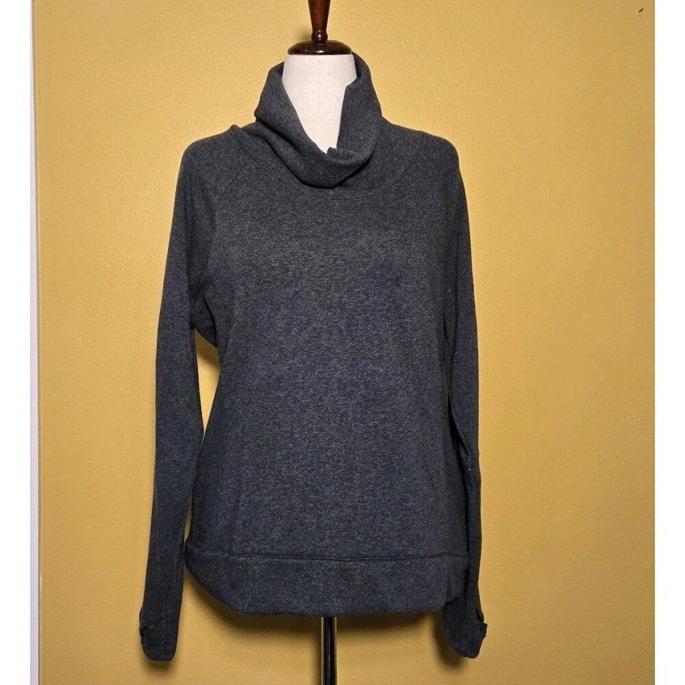 Cable & Gauge Women XL Gray Turtle Cowl Neck Sweater Sweatshirt Cozy Thumb Holes
